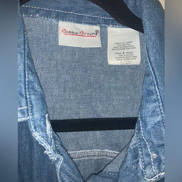 Bobbie Brooks 1990s Women’s Christmas Denim Collared Embroidered Button Up Large - Picture 2 of 16